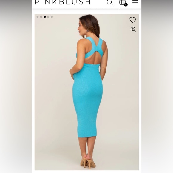 PinkBlush Maternity Ribbed Maternity Dress, Blue, NWOT, size M - Picture 3 of 4